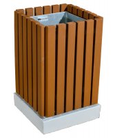 Урна для мусора деревянная на бетонном основании с вкладышем. У023.
