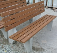 Скамейка, скамья, лавочки, уличная мебель. Скамейка со спинкой на бетонных ножках СП03 (2000*960*h860мм). Вес:220 кг, цена 13500,00