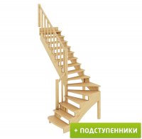 Деревянные лестницы ProfiHobby Лестница К-001м/4 Л c подступенками сосна (7уп)