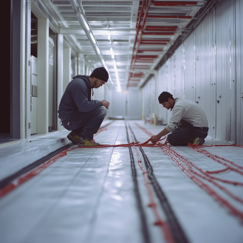 Монтаж системы обогрева полов морозильных камер