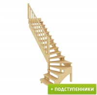 Деревянные лестницы ProfiHobby Лестница К-001м/3 Л c подступенками сосна (6уп)