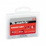 Набор бит Pz2 x 50 мм, сталь 45Х, 10 шт., в пласт. боксе
MATRIX 11388
