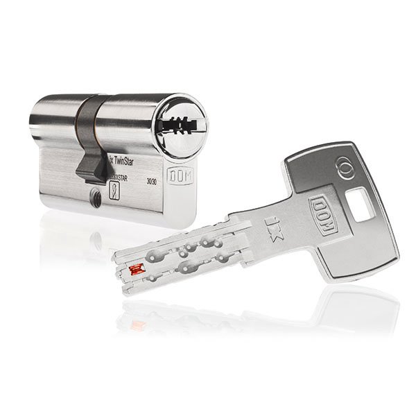 Цилиндр DOM Twinstar ключ-ключ (размер 80x85 мм) - Никель