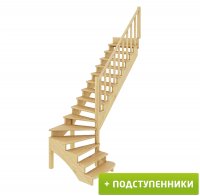 Деревянные лестницы ProfiHobby Лестница К-001м/3 П c подступенками сосна (6уп)