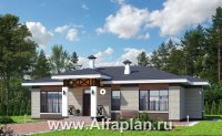 Проект «Покровка» 639А - красивый дом, проект одноэтажного коттеджа из газобетона, мастер спальня, с террасой