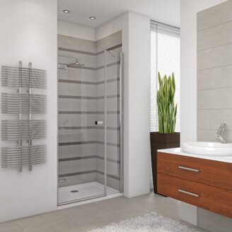Дверь в душевую нишу GuteWetter TREND DOOR GK-862BP 125х200 см, цвет золото металлик, стекло бесцветное TWO