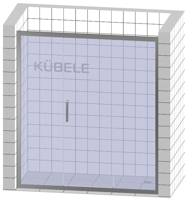 Дверь в душевую нишу Kubele DE019D3 210x200 см, стекло бесцветное 6 мм, профиль хром блестящий