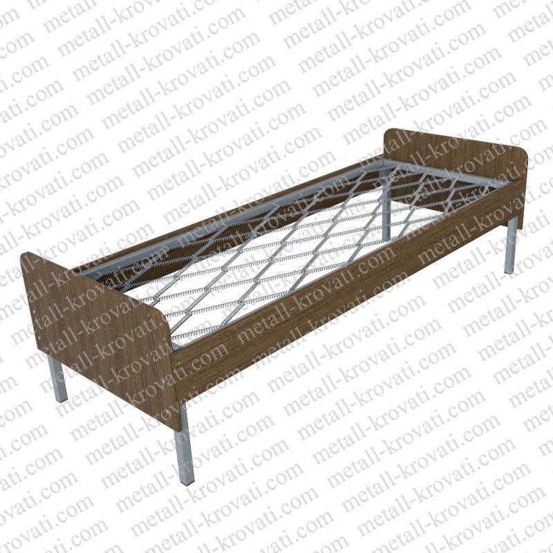 Кровать металлическая со спинками и царгами из ЛДСП 190х70 сетка прокатная пружина 'ДКП-5'