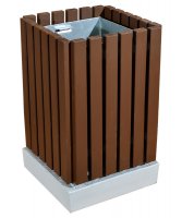 Урна для мусора деревянная на бетонном основании с вкладышем. У023.
