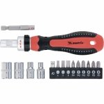 Отвертка реверсивная с набором бит и насадок
торцевых,CrV,1/4",16шт MATRIX 11332