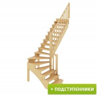Деревянные лестницы ProfiHobby Лестница К-001м/4 П c подступенками сосна (7уп)