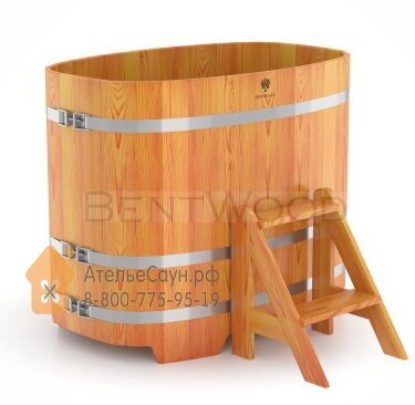 Купель для бани из лиственницы овальная 0,76х1,16 м (натуральная, полимерное покрытие, H = 1,0 м)