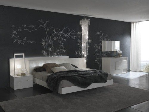 черно-белый интерьер в спальне