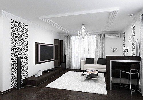 Черно-белый интерьер: как сделать интерьер в черно-белом цвете в гостиной, спальне, на кухне и в ванной.