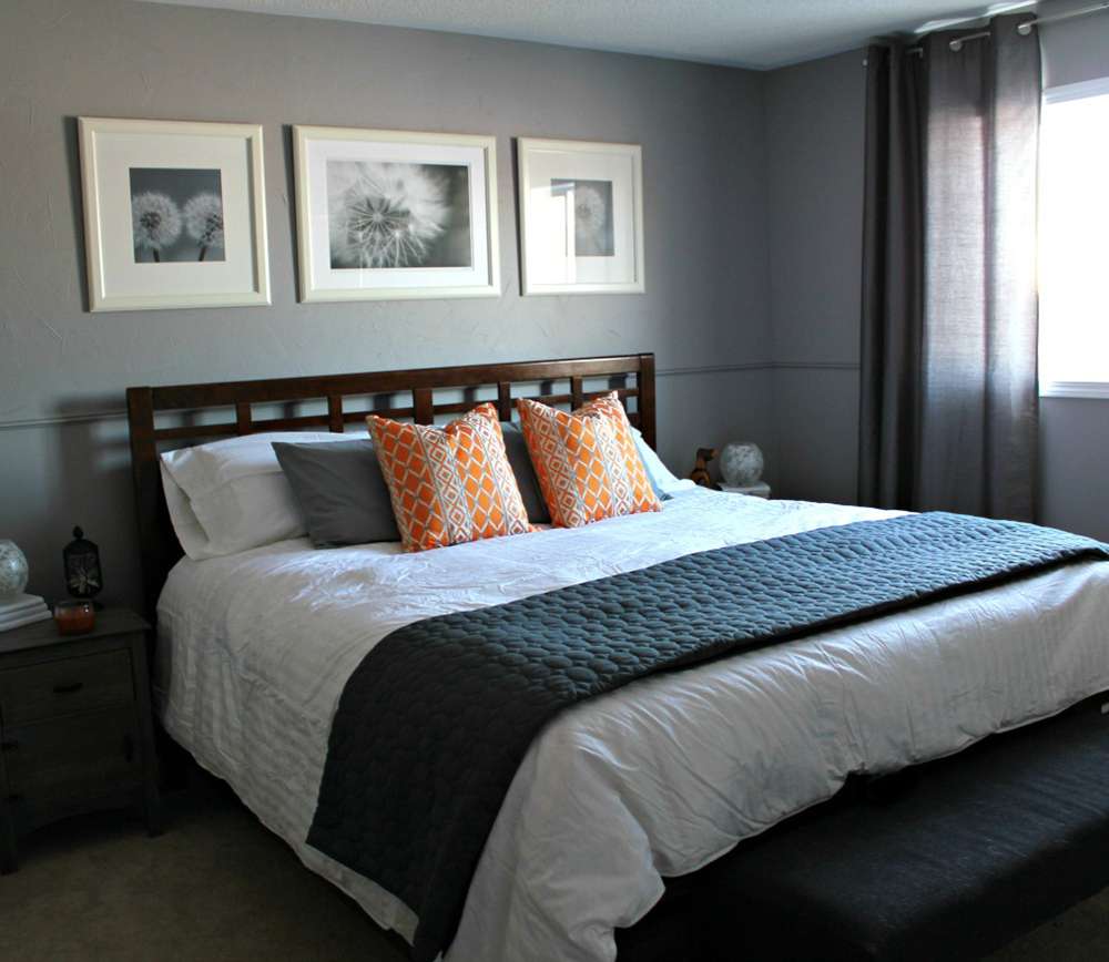 Спальня в серых тонах в современном стиле 