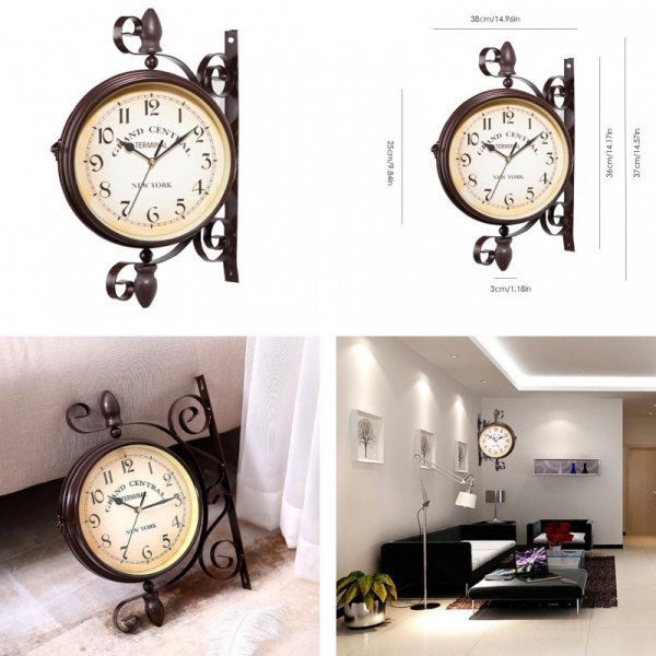 Двухсторонние часы в винтажном стиле от SUDA HOUSE & GARDEN