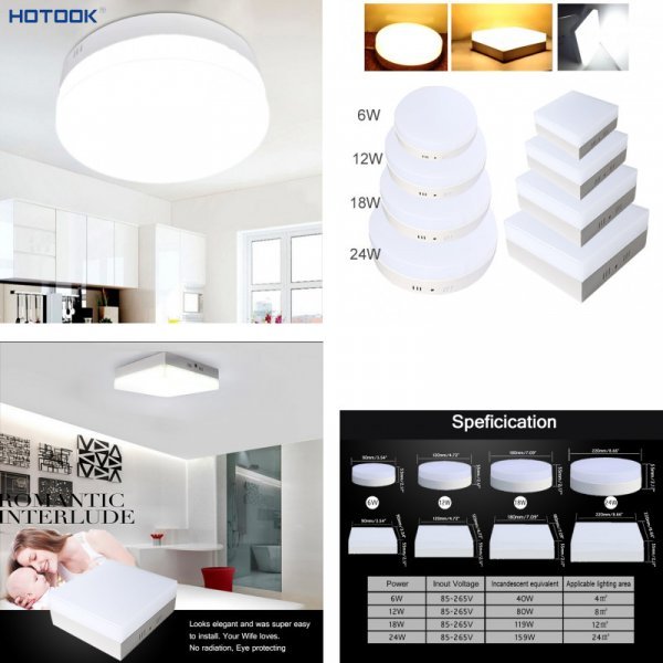 Стильный светильник HOTOOK для спальни, гостиной и офиса (6 Вт 12 Вт 18 Вт 24 Вт)