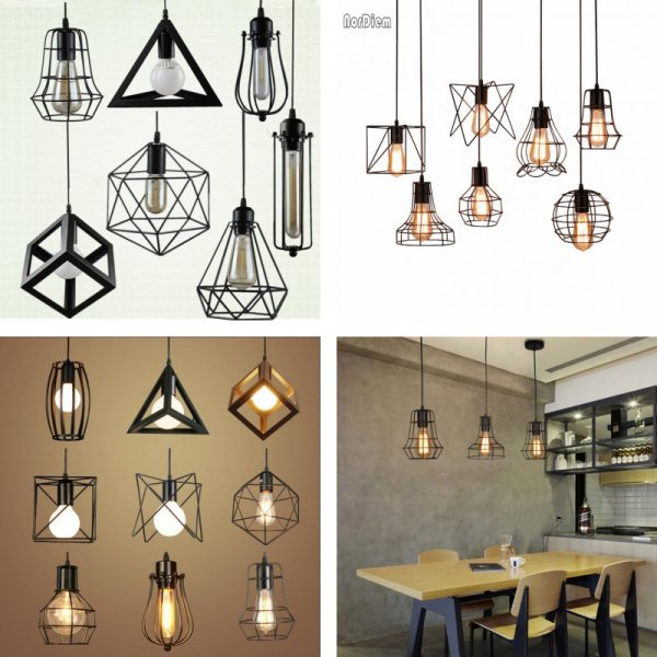Оригинальные геометрические светильники для кухни NorDiem