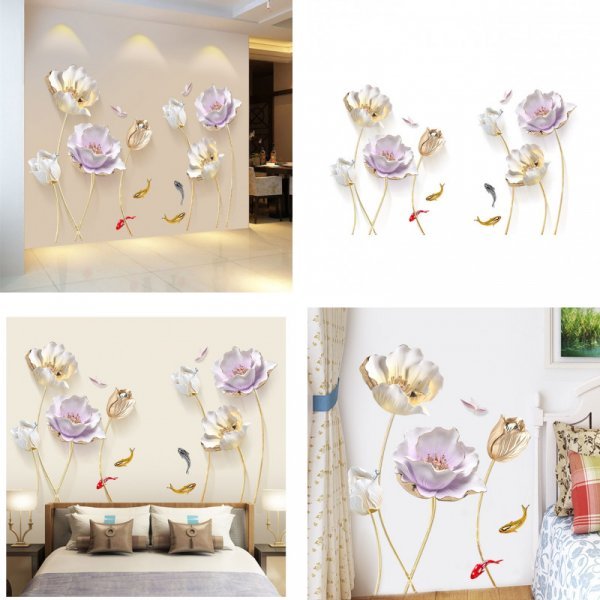 Декоративные 3D наклейки на стену Цветы (60*90 см)