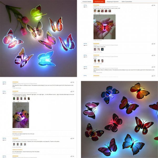 Светодиодный ночник Бабочка от ZOOYOO (1 шт, 7 цветов)